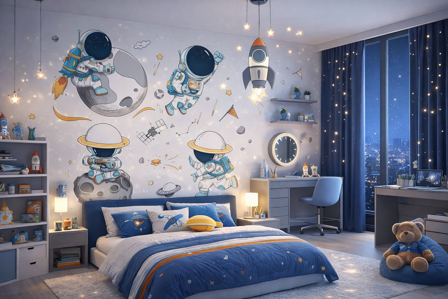 Stickers Muraux Astronautes Cartoon