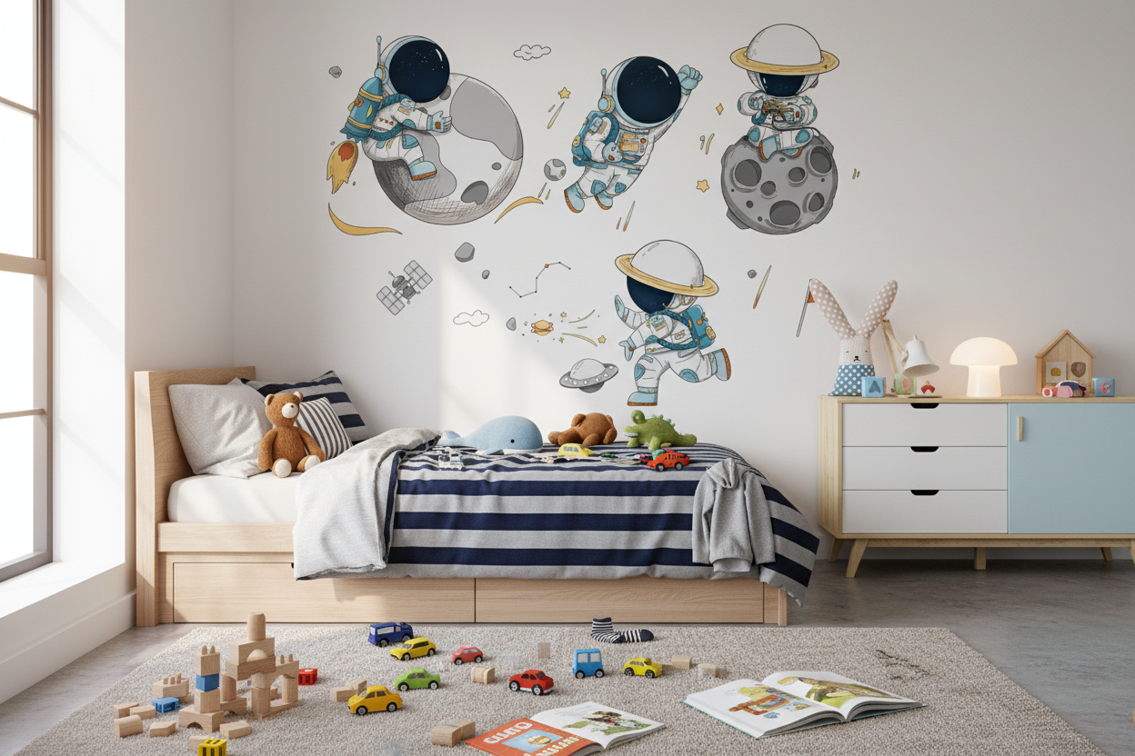 Stickers Muraux Astronautes Cartoon