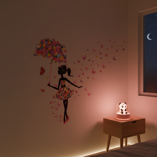 Pack Veilleuse Panda + Stickers Fillette