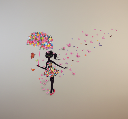 Stickers Muraux Fillette Papillons