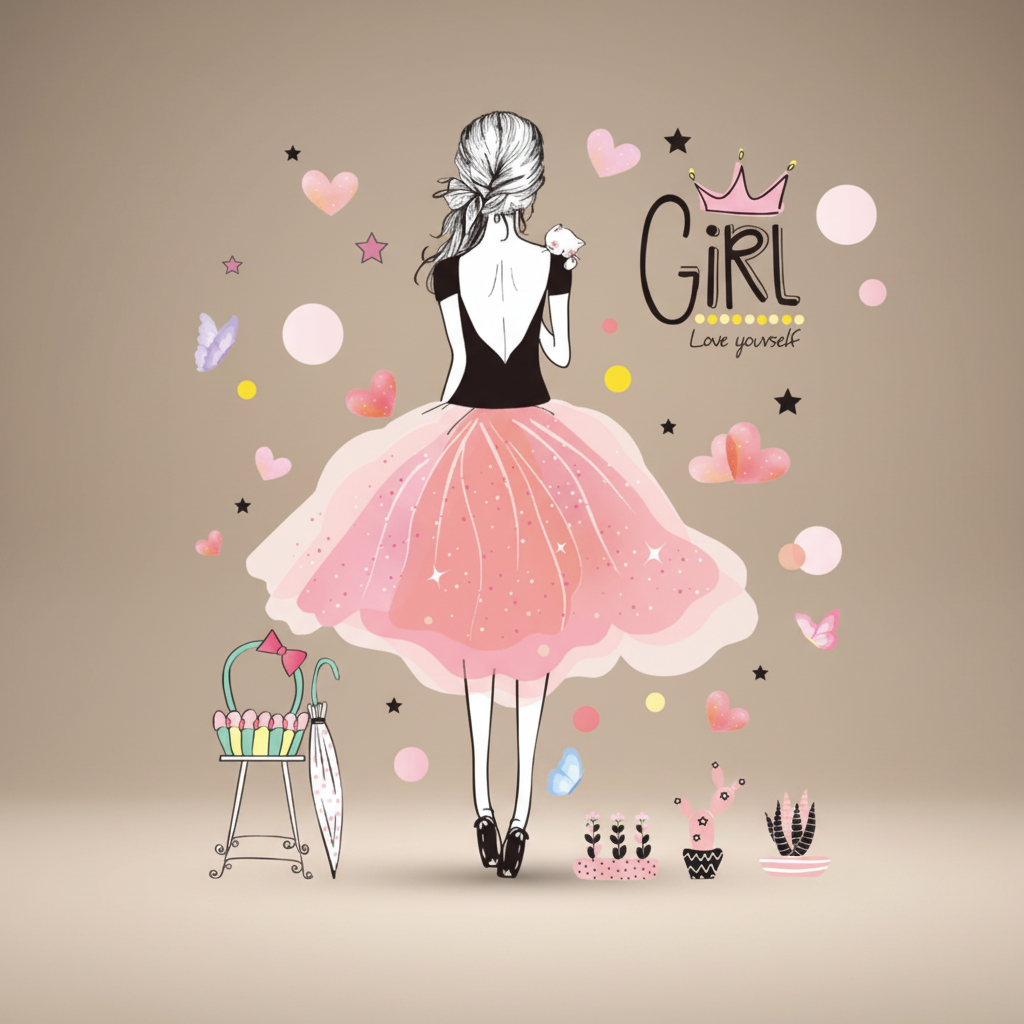 Stickers Muraux Ballerine Kawaii