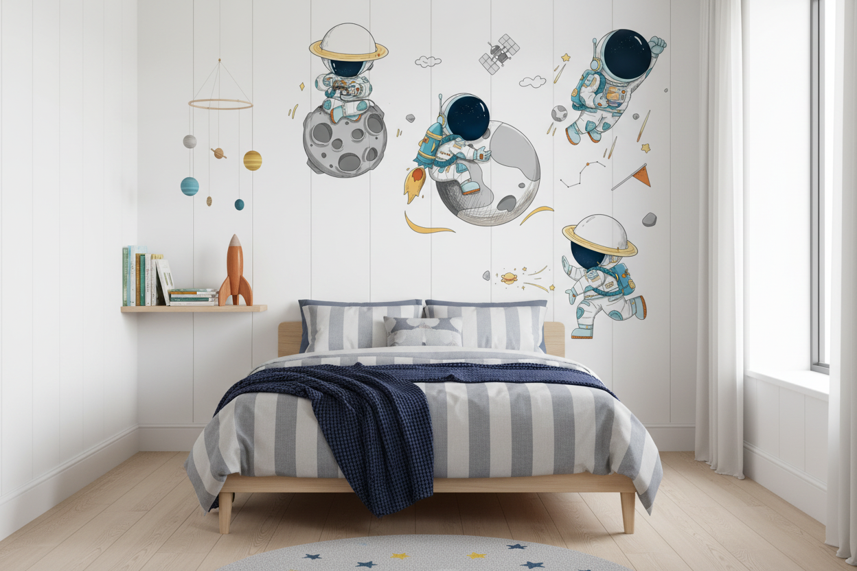 Stickers Muraux Astronautes Cartoon